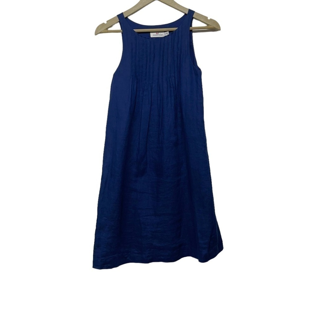 Vineyard Vines Navy Blue Linen Sleeveless Mini Dress Size 00 Preppy Coastal